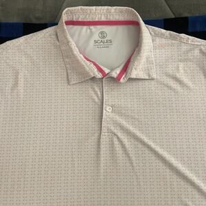 Scales White/Pink Print Golf Polo Shirt Men’s XL